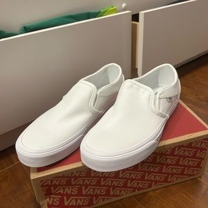 Classic White Vans Slip Ons
